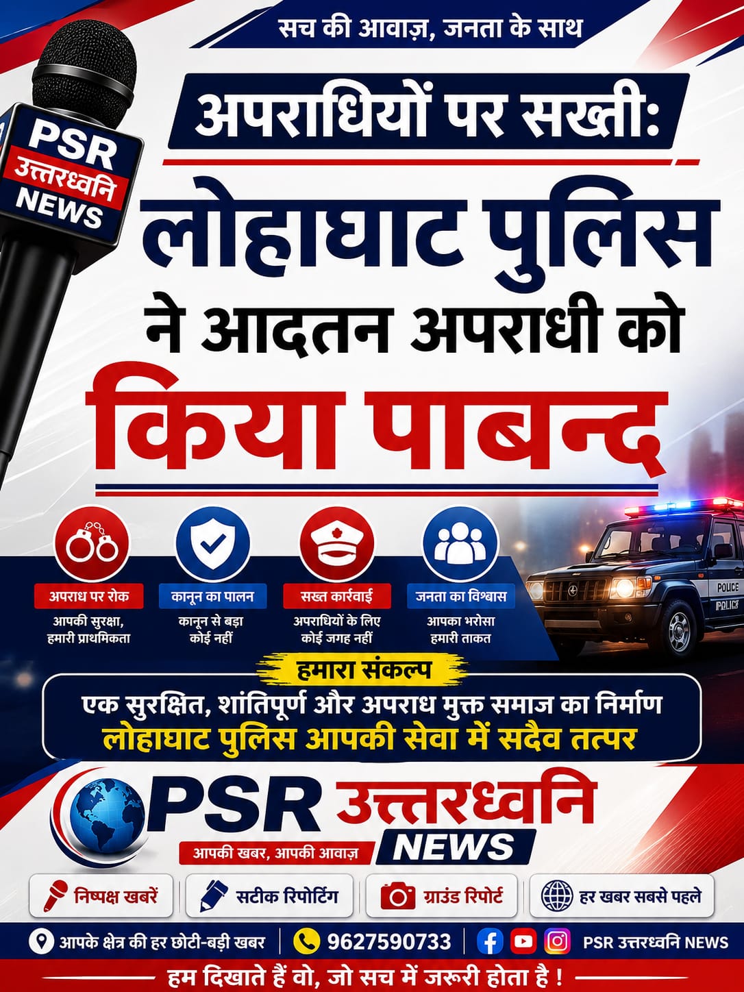 चम्पावत पुलिस का दोहरा एक्शन: लोहाघाट में आदतन अपराधी पाबंद, बनबसा में 25 ग्राम स्मैक के साथ हिस्ट्रीशीटर गिरफ्तार